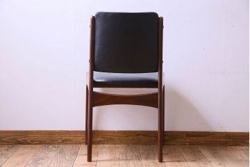 【K様ご成約済み】北欧家具　チーク材　シックなカラーのクッションチェア(ダイニングチェア、椅子)(2)