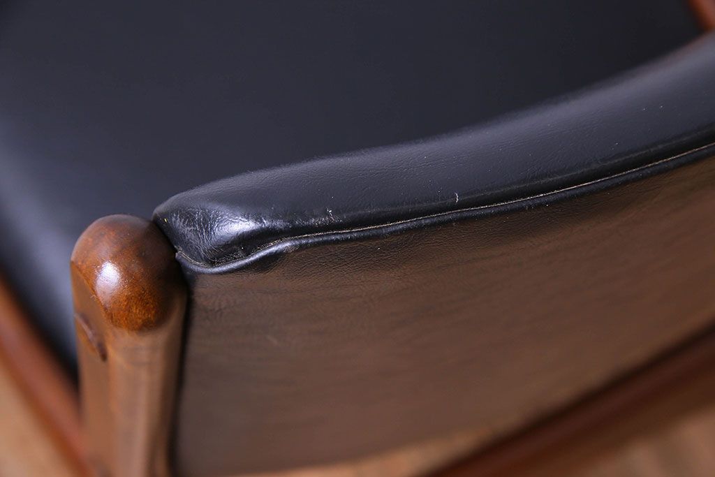 【K様ご成約済み】北欧家具　チーク材　シックなカラーのクッションチェア(ダイニングチェア、椅子)(2)