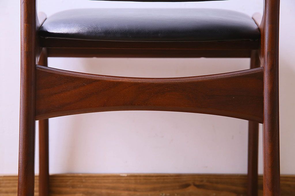 【K様ご成約済み】北欧家具　チーク材　シックなカラーのクッションチェア(ダイニングチェア、椅子)(2)