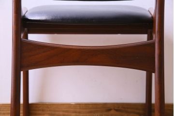 【K様ご成約済み】北欧家具　チーク材　シックなカラーのクッションチェア(ダイニングチェア、椅子)(2)