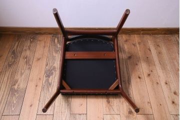 【K様ご成約済み】北欧家具　チーク材　シックなカラーのクッションチェア(ダイニングチェア、椅子)(2)