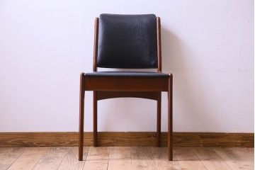 北欧家具　チーク材　シックなカラーのクッションチェア(ダイニングチェア、椅子)(3)