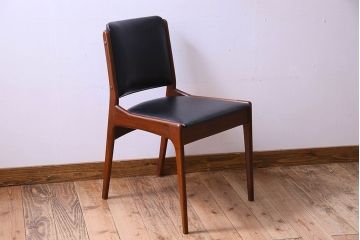 北欧家具　チーク材　シックなカラーのクッションチェア(ダイニングチェア、椅子)(3)