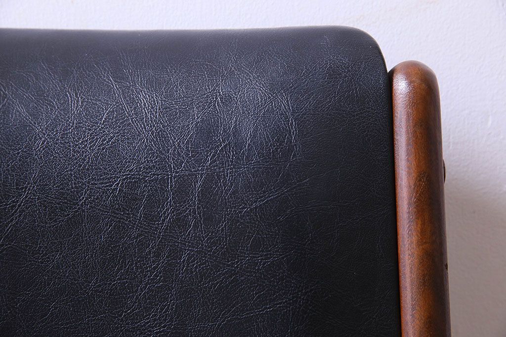 北欧家具　チーク材　シックなカラーのクッションチェア(ダイニングチェア、椅子)(3)