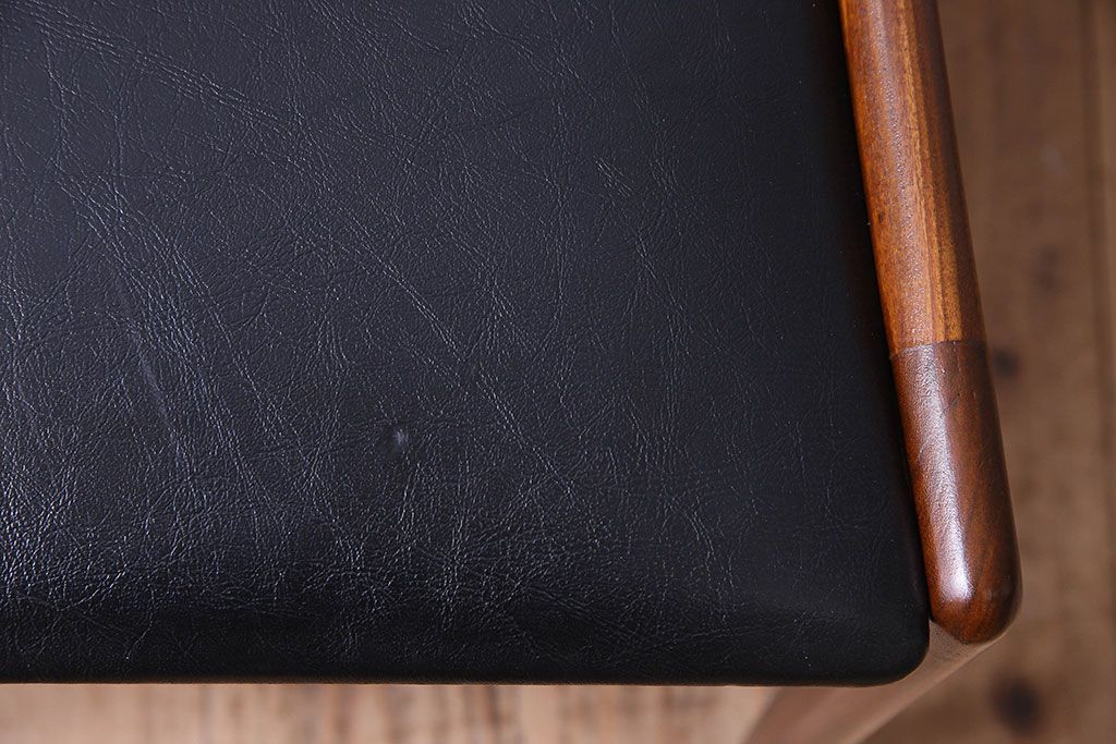 北欧家具　チーク材　シックなカラーのクッションチェア(ダイニングチェア、椅子)(3)