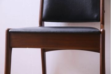 北欧家具　チーク材　シックなカラーのクッションチェア(ダイニングチェア、椅子)(3)