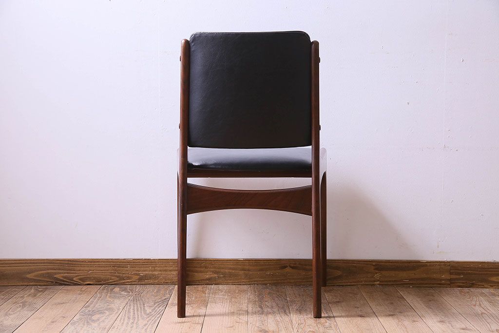 北欧家具　チーク材　シックなカラーのクッションチェア(ダイニングチェア、椅子)(3)