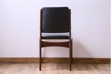 北欧家具　チーク材　シックなカラーのクッションチェア(ダイニングチェア、椅子)(3)