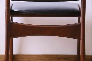 北欧家具　チーク材　シックなカラーのクッションチェア(ダイニングチェア、椅子)(3)