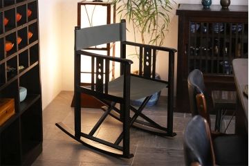 アンティーク家具　和モダン　日本楽器・山葉(ヤマハ)文化椅子　折り畳み式ロッキングチェア(椅子)(1)