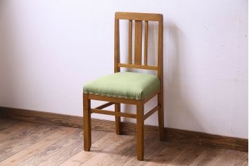 レトロ家具　昭和レトロ　ナラ材　明るい色味が素敵なチェア(椅子、ダイニングチェア)