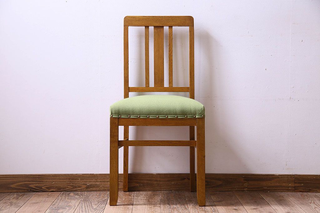 レトロ家具　昭和レトロ　ナラ材　明るい色味が素敵なチェア(椅子、ダイニングチェア)