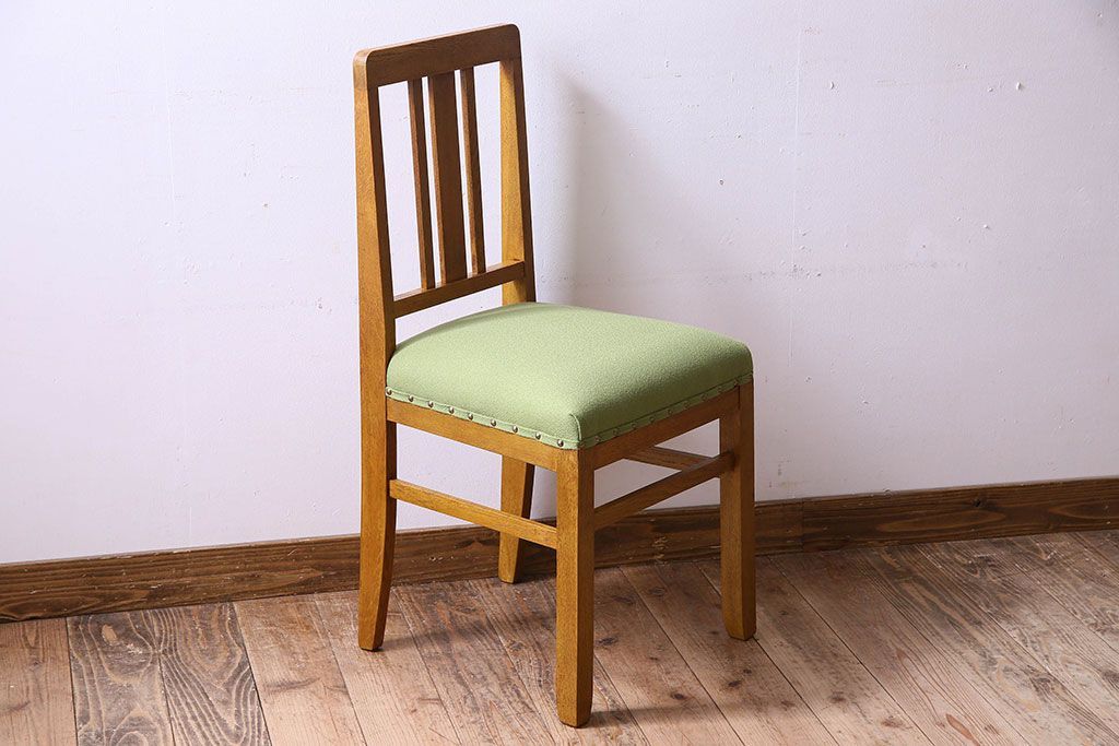 レトロ家具　昭和レトロ　ナラ材　明るい色味が素敵なチェア(椅子、ダイニングチェア)