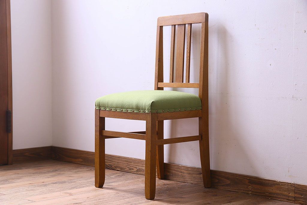 レトロ家具　昭和レトロ　ナラ材　明るい色味が素敵なチェア(椅子、ダイニングチェア)