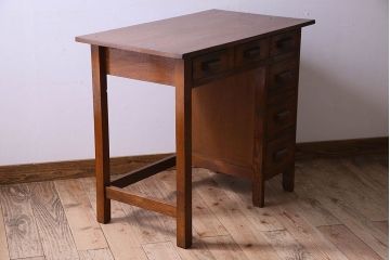 レトロ家具　昭和レトロ　薄型　古い栓材で作られた片袖机(ワークデスク、在宅ワーク、在宅用、学習机)