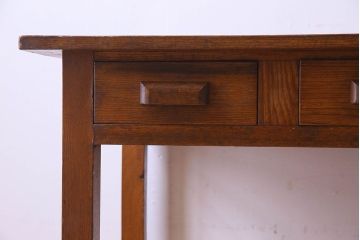 レトロ家具　昭和レトロ　薄型　古い栓材で作られた片袖机(ワークデスク、在宅ワーク、在宅用、学習机)