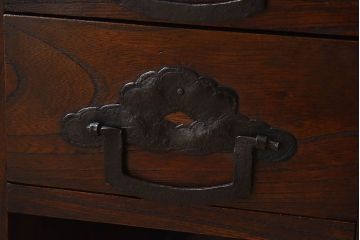 アンティーク雑貨　総欅材　和の趣溢れる文机(座卓、デスク、在宅ワーク、在宅用、花台、飾り台)