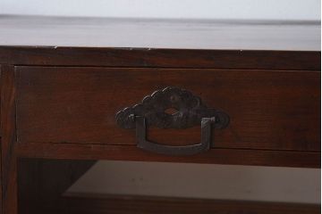 アンティーク雑貨　総欅材　和の趣溢れる文机(座卓、デスク、在宅ワーク、在宅用、花台、飾り台)