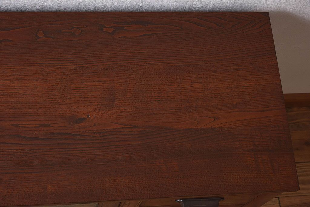 アンティーク家具　和製アンティーク　前面欅材　結霜ガラス入り!サイドボード(収納箪笥、収納棚、ローボード)