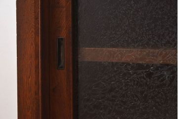 アンティーク家具　和製アンティーク　前面欅材　結霜ガラス入り!サイドボード(収納箪笥、収納棚、ローボード)