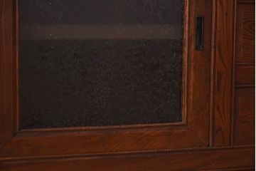 アンティーク家具　和製アンティーク　前面欅材　結霜ガラス入り!サイドボード(収納箪笥、収納棚、ローボード)