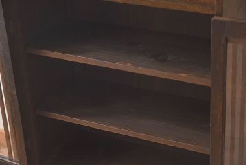 アンティーク家具　大正ロマン　気泡ガラス入り!古いナラ材製の本箱(収納棚、飾り棚、食器棚、ブックケース)