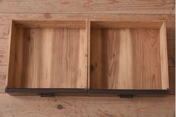 アンティーク家具　大正ロマン　気泡ガラス入り!古いナラ材製の本箱(収納棚、飾り棚、食器棚、ブックケース)