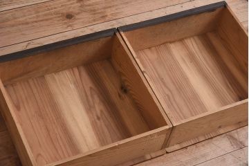 アンティーク家具　大正ロマン　気泡ガラス入り!古いナラ材製の本箱(収納棚、飾り棚、食器棚、ブックケース)