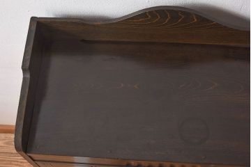 アンティーク家具　大正ロマン　気泡ガラス入り!古いナラ材製の本箱(収納棚、飾り棚、食器棚、ブックケース)