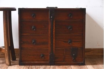 アンティーク家具　和製アンティーク　総桐材　上質な作りの小箪笥(手元箪笥、小引き出し、小物収納箱、桐箪笥、桐たんす)