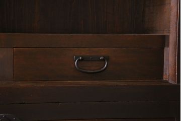 アンティーク家具　古民具・骨董　横桟引き戸　和の趣溢れる美濃帳場箪笥(収納箪笥、収納棚)