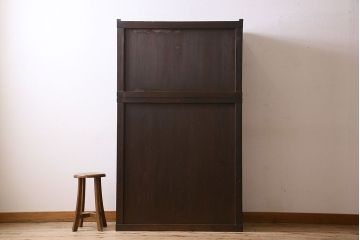 アンティーク家具　古民具・骨董　横桟引き戸　和の趣溢れる美濃帳場箪笥(収納箪笥、収納棚)