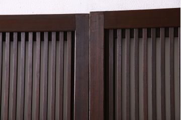 古民具・骨董　すりガラス・クリアガラス入り　古い木のアンティーク格子戸4枚セット