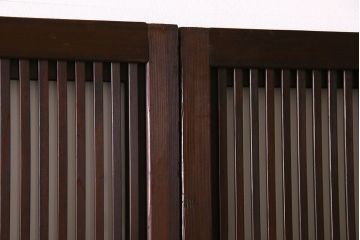 古民具・骨董　すりガラス・クリアガラス入り　古い木のアンティーク格子戸4枚セット