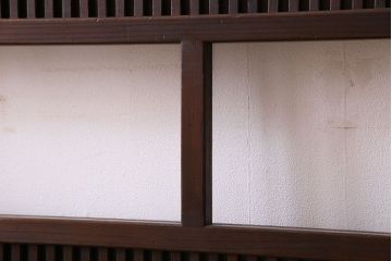 古民具・骨董　すりガラス・クリアガラス入り　古い木のアンティーク格子戸4枚セット