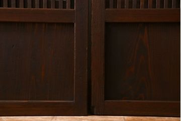 古民具・骨董　すりガラス・クリアガラス入り　古い木のアンティーク格子戸4枚セット