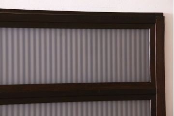 古民具・骨董　すりガラス・クリアガラス入り　古い木のアンティーク格子戸4枚セット