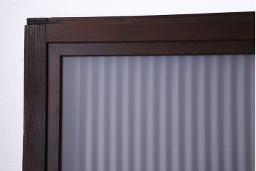 古民具・骨董　すりガラス・クリアガラス入り　古い木のアンティーク格子戸4枚セット