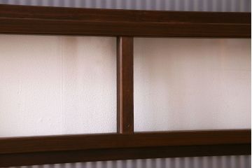 古民具・骨董　すりガラス・クリアガラス入り　古い木のアンティーク格子戸4枚セット