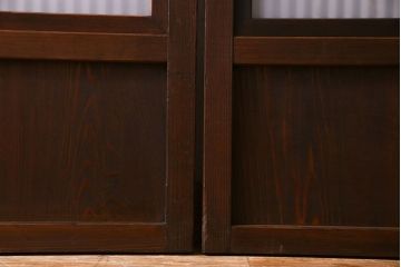 古民具・骨董　すりガラス・クリアガラス入り　古い木のアンティーク格子戸4枚セット