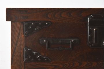 アンティーク家具　古民具・骨董　最上級品　総欅材製の越後帳場箪笥(銭戸棚、収納箪笥)