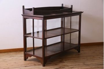 アンティーク家具　大正ロマン　珍しいデザインの大型ショーケース(ガラスケース、飾り棚、陳列棚)