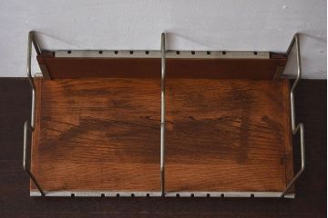 アンティーク雑貨　昭和レトロ　ナラ材　シンプルな本立て(2)