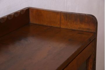 アンティーク家具　大正ロマン　象嵌入り　お洒落な扉が印象的な本箱(ブックケース、本棚、収納棚)