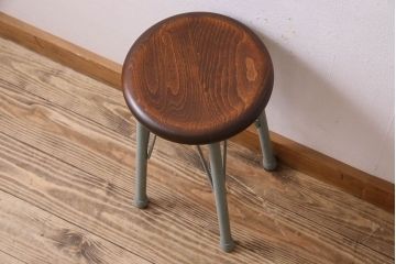 アンティーク雑貨　ラフジュ工房オリジナル　アンティークペイントがお洒落な丸スツール(椅子、チェア、丸イス)(1)