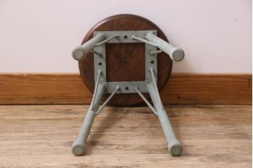 アンティーク雑貨　ラフジュ工房オリジナル　アンティークペイントがお洒落な丸スツール(椅子、チェア、丸イス)(1)