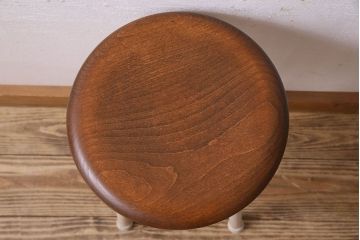 ラフジュ工房オリジナル　アンティークペイントがお洒落な丸スツール(椅子、チェア、丸イス)(2)