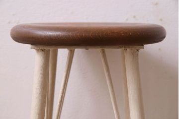 ラフジュ工房オリジナル　アンティークペイントがお洒落な丸スツール(椅子、チェア、丸イス)(2)