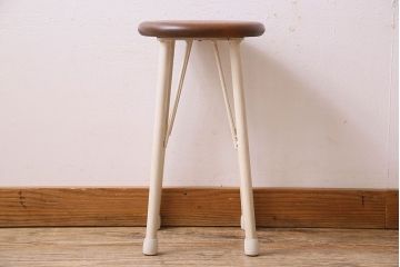 ラフジュ工房オリジナル　アンティークペイントがお洒落な丸スツール(椅子、チェア、丸イス)(2)