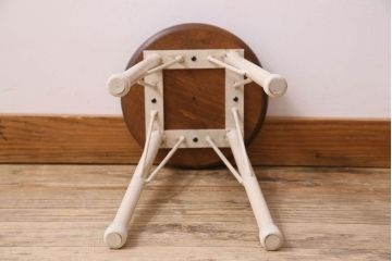ラフジュ工房オリジナル　アンティークペイントがお洒落な丸スツール(椅子、チェア、丸イス)(2)